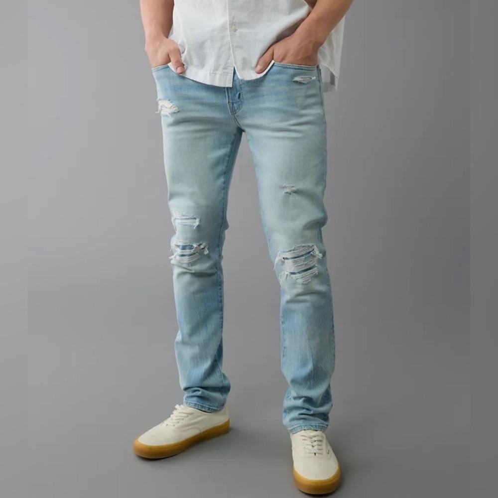AMERICAN EAGLE Men's AirFlex+ Patched Slim Jean, 26x28
